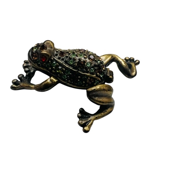 Vintage Jeweled Miniature Frog Trinket Box - Picture 6 of 8